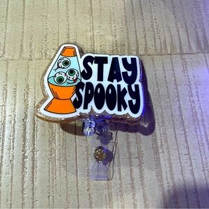 Stay Spooky Halloween Badge reel clip